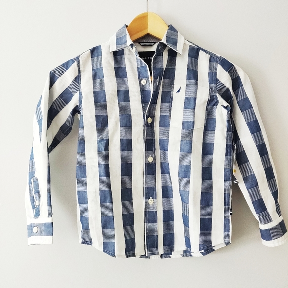 Nautica Boys Stripe Button Down Shirt Brand New - Picture 6 of 6